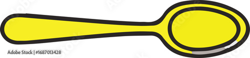 Simple Flat Design Yellow Spoon Icon Vector Graphic