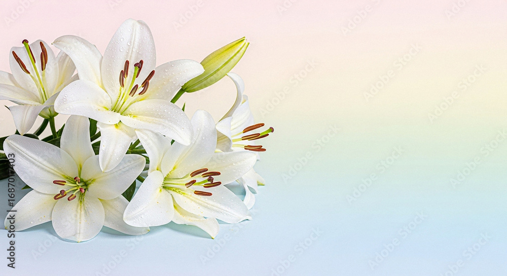 Naklejka premium 부드러운 배경 위 하얀 꽃