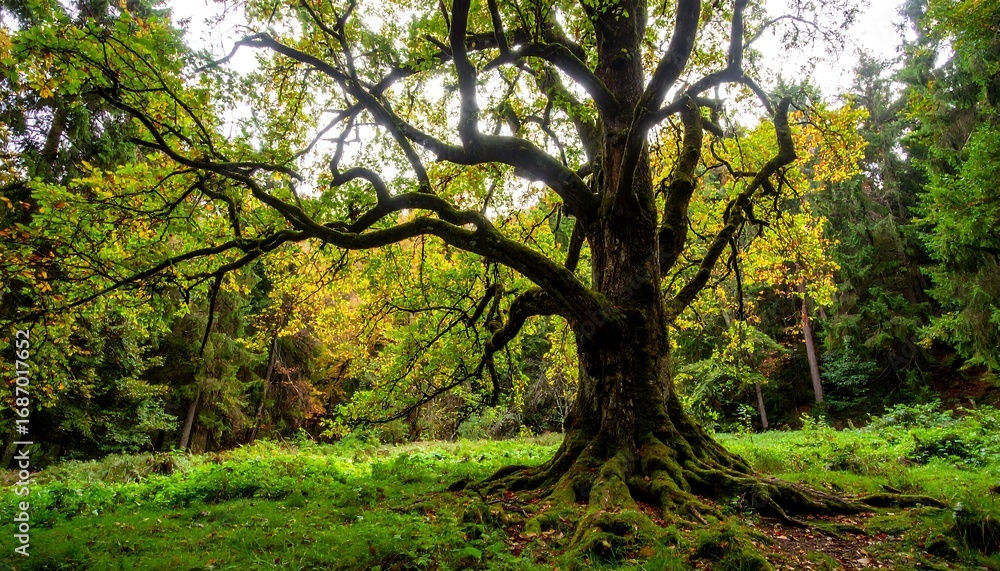 Naklejka premium Majestic autumn tree in forest