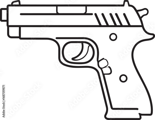 Modern Firearm Gun Weapon Silhouette Vector Graphic for Defense and Protection Art