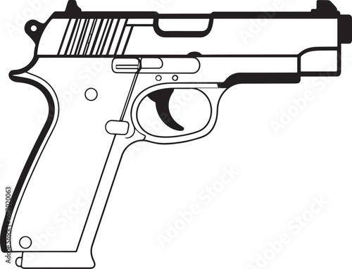 Modern Firearm Gun Weapon Silhouette Vector Graphic for Defense and Protection Art