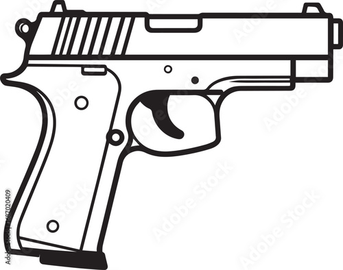 Modern Firearm Gun Weapon Silhouette Vector Graphic for Defense and Protection Art