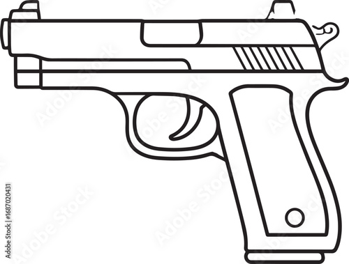 Modern Firearm Gun Weapon Silhouette Vector Graphic for Defense and Protection Art