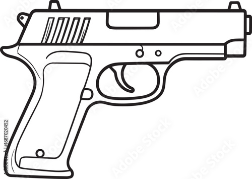 Modern Firearm Gun Weapon Silhouette Vector Graphic for Defense and Protection Art