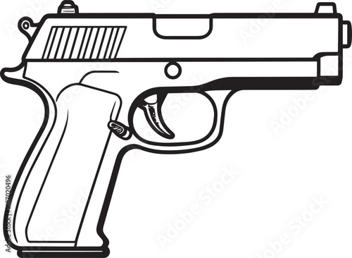 Modern Firearm Gun Weapon Silhouette Vector Graphic for Defense and Protection Art