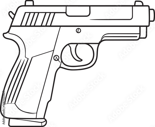 Modern Firearm Gun Weapon Silhouette Vector Graphic for Defense and Protection Art