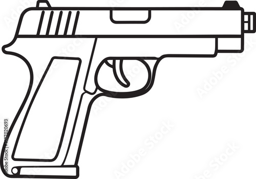 Modern Firearm Gun Weapon Silhouette Vector Graphic for Defense and Protection Art