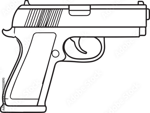 Modern Firearm Gun Weapon Silhouette Vector Graphic for Defense and Protection Art