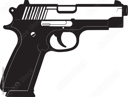 Modern Firearm Gun Weapon Silhouette Vector Graphic for Defense and Protection Art