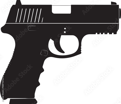 Modern Firearm Gun Weapon Silhouette Vector Graphic for Defense and Protection Art