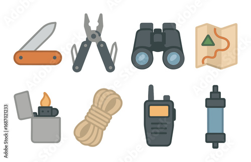 Monochrome train station icons: train, platform, clock, ticket, book, folder, calendar