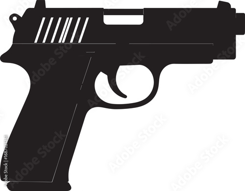 Modern Firearm Gun Weapon Silhouette Vector Graphic for Defense and Protection Art