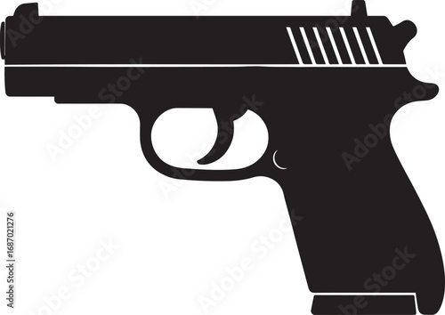 Modern Firearm Gun Weapon Silhouette Vector Graphic for Defense and Protection Art