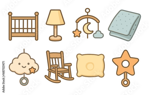 Outdoor adventure icons: kettle, grill, knife, watch, map, compass, origami, house