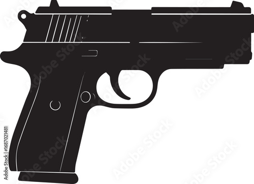 Modern Firearm Gun Weapon Silhouette Vector Graphic for Defense and Protection Art