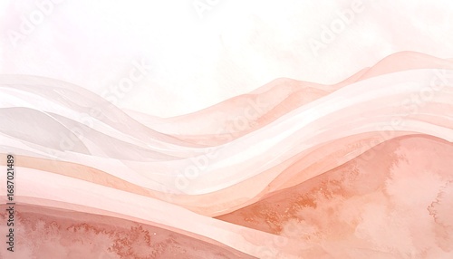 Abstract watercolor landscape.  Soft, flowing lines