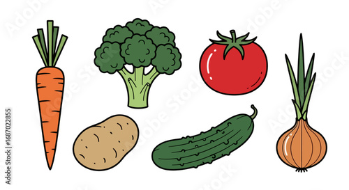 Cartoon vegetable collection. Ideal for promoting nutrition, dietary guidance, or culinary arts.