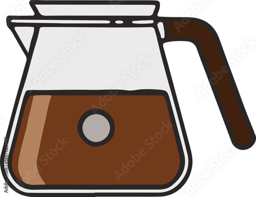 Illustration of coffee pot with brown liquid in it