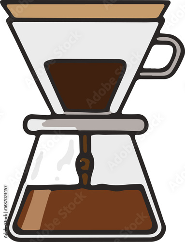 Pour Over Coffee Brewing Method Illustration