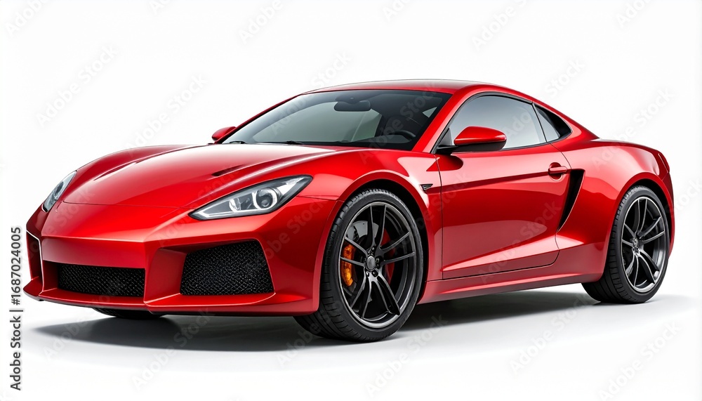 custom made wallpaper toronto digitalA vibrant red luxury sports coupe showcasing its sleek, modern, and aerodynamic design. A high-performance automobile isolated on a clean white studio background
