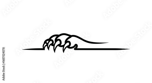 Stylized black line art of a beasts paw with sharp claws.