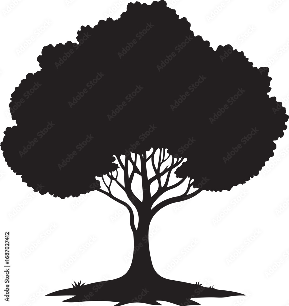 Fototapeta premium One big tree silhouette vector illustration