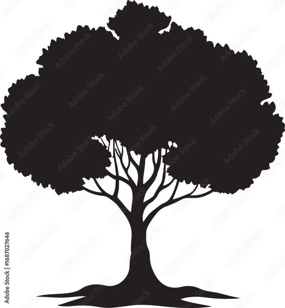 Fototapeta premium One big tree silhouette vector illustration