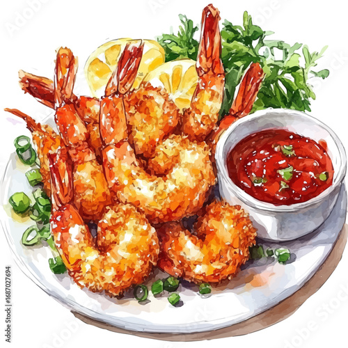 Tempura, watercolor painting vector, isolated on a white background.
