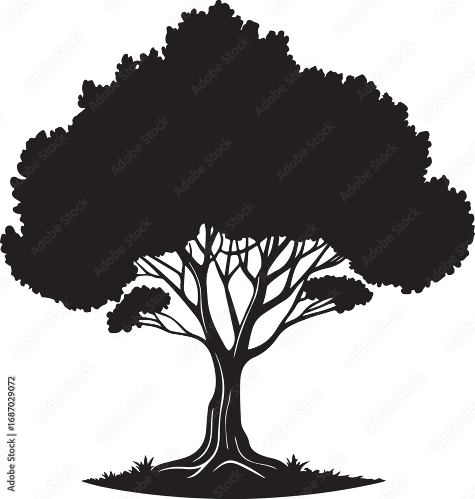 Fototapeta premium One big tree silhouette vector illustration