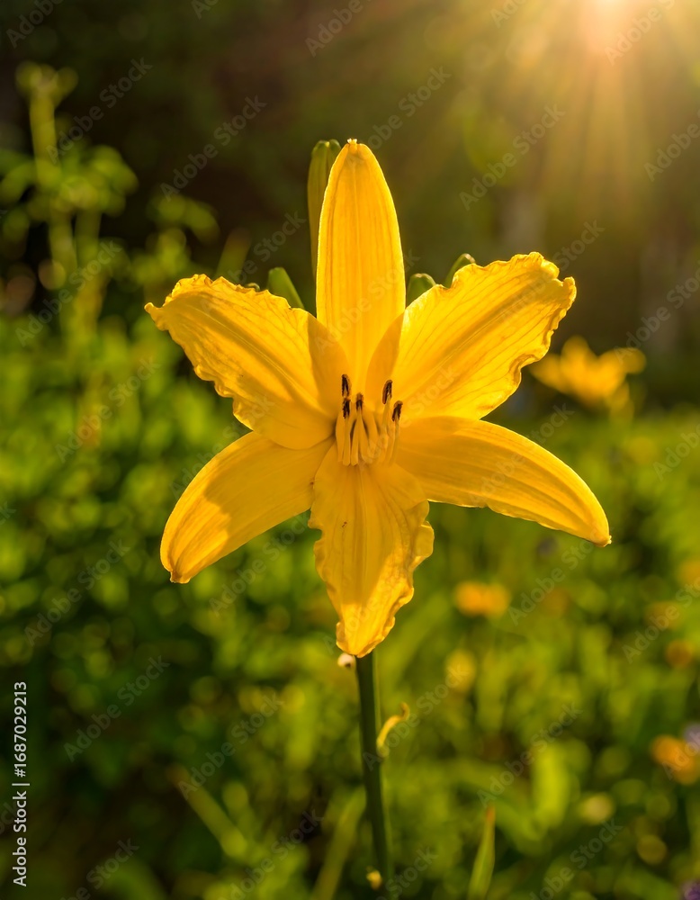 Fototapeta premium Bright yellow lily in garden (2)