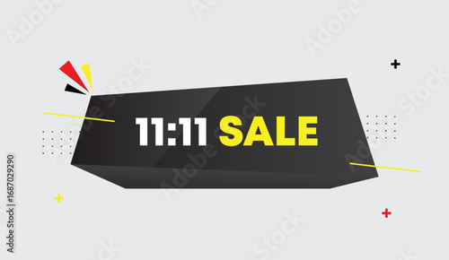 11 to 11 sale editable vector web banner template design black gray shapes business abstract light gray background shopping promotion marketing online retail seasonal discount offer creative modern la