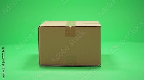 Cardboard box on green screen