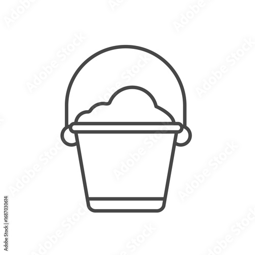 A bucket filled with something holding a handle. Editable stroke. Icon vector illustration