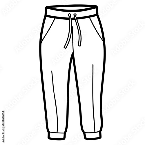 Minimal Jogger Pants Line Art Vector