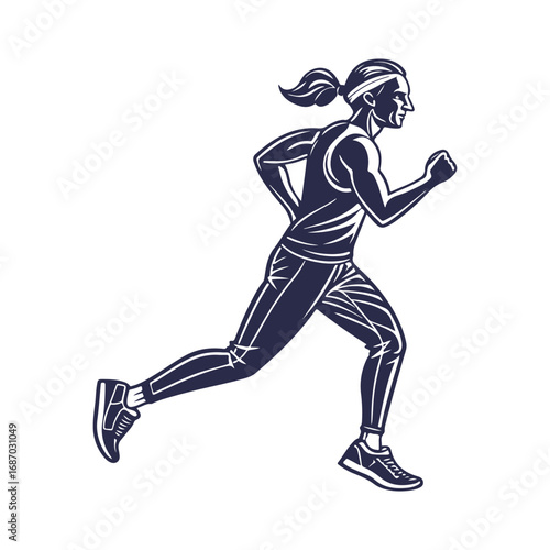 Athletic Runner Silhouette Illustration – Sport Fitness Man Sprinting Vector