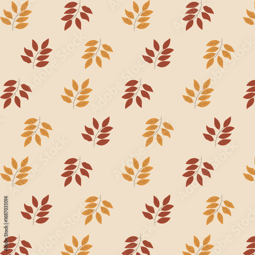 Print Autumn leaves pattern stylized fall foliage with vibrant leaves seasonal themed background illustration  wrapping paper, textiles, fabric, card, backgrounds, seasonal products, stroy,
