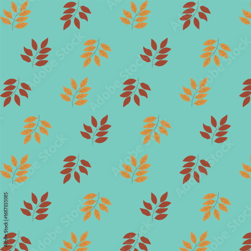 Print Autumn leaves pattern stylized fall foliage with vibrant leaves seasonal themed background illustration  wrapping paper, textiles, fabric, card, backgrounds, seasonal products, stroy,