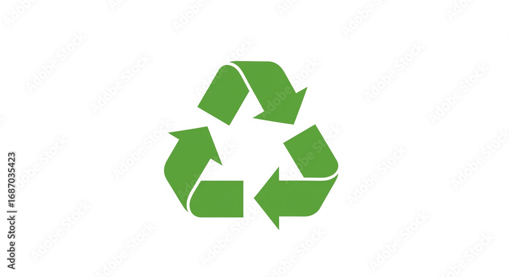 Obraz premium Vibrant Green Recycling Symbol with Arrows on Isolated transparent background