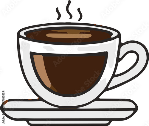 Vector illustration of a hot coffee cup with steam