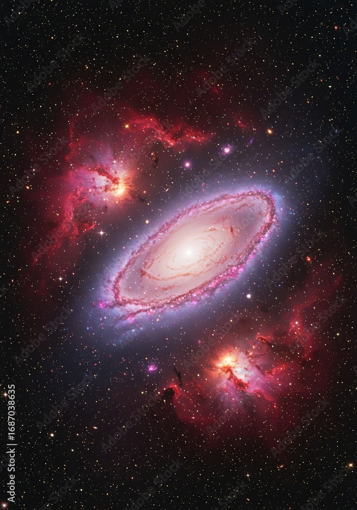 Naklejka premium Magnificent cosmic dance of galaxy with nebulous clouds and stardust