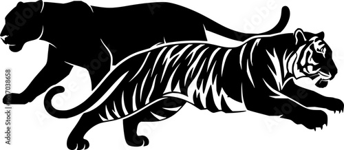 panther black silhouette vector,tiger clipart