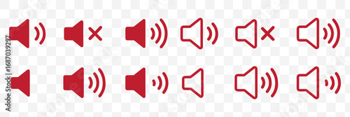 Sound off icon set. Simple sound volume and audio mute mark symbol design illustration. Volume icon set