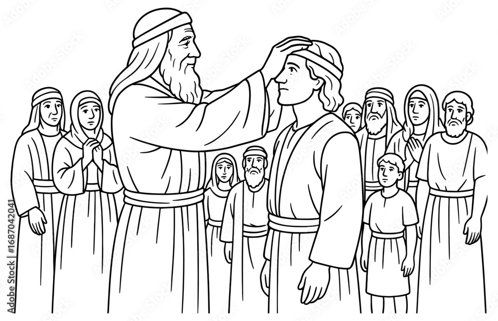 Obraz premium Joshua's leadership appointment ceremony depiction for educational use