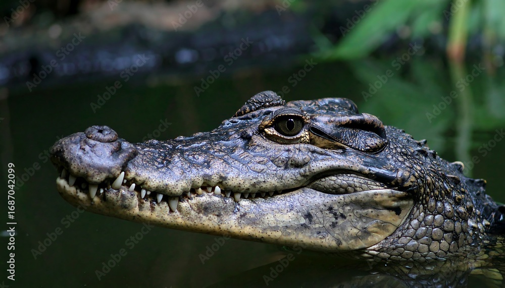 Fototapeta premium Close-up of a young crocodile's head
