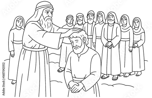 Leadership appointment ceremony in biblical times for spiritual guidance and wisdom