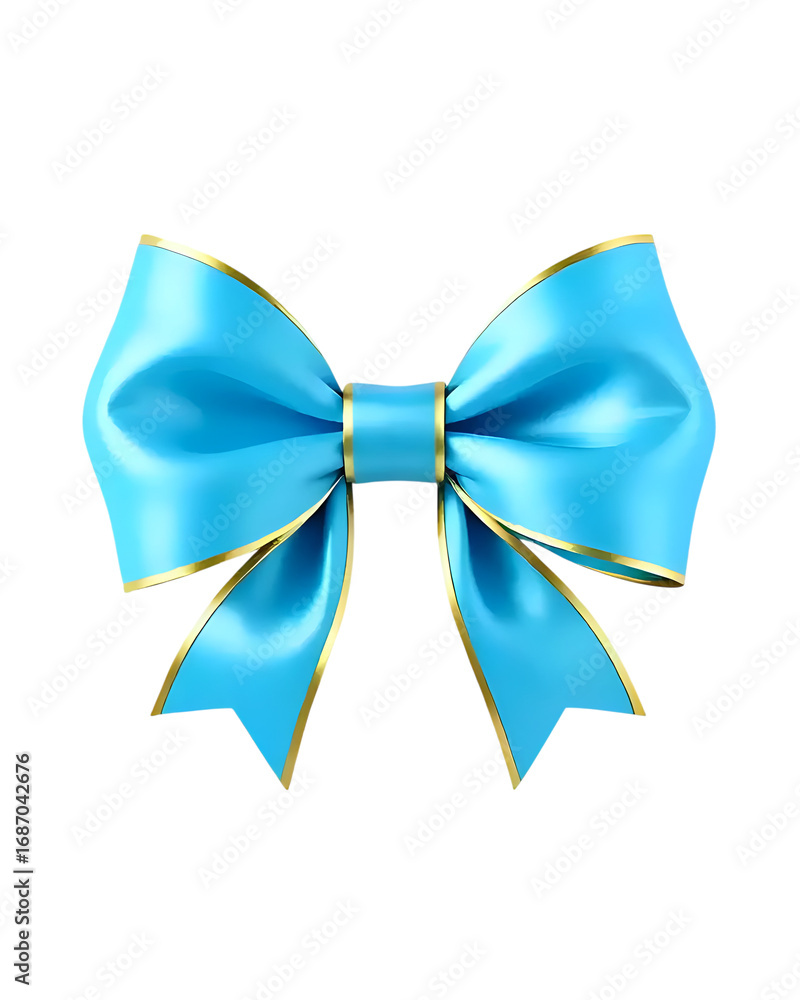 Naklejka premium 3D Render of Light Blue Bow, Isolated on Transparent Background