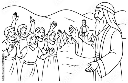 Biblical scene of israelites requesting a king in ancient times