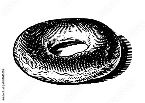 Bagel vector engraving style illustration
