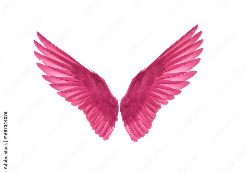 Fototapeta premium Pink Angelic Wings Illustration Isolated Against Transparent Background