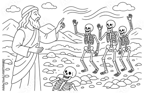Ezekiel's revival scene: vision of the valley of dry bones for educational and religious materials